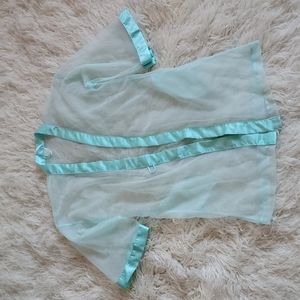 Empire Intimates Sheer Aqua Kimono Robe with Pockets One Size